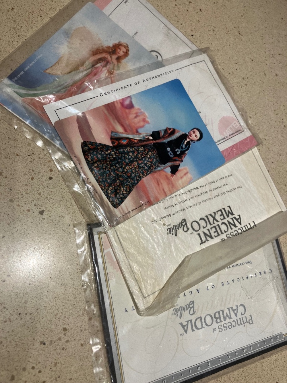 Mattel Barbie DollPrink Label Certificates of Authenticity World Princess/Angel